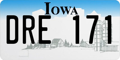 IA license plate DRE171