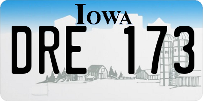IA license plate DRE173