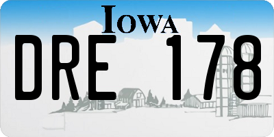 IA license plate DRE178
