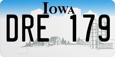 IA license plate DRE179