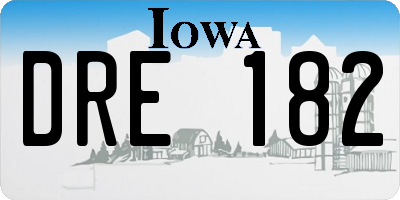 IA license plate DRE182