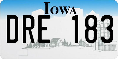 IA license plate DRE183