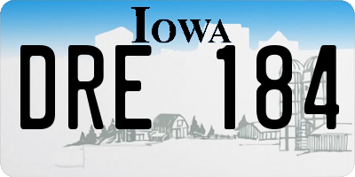 IA license plate DRE184
