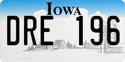 IA license plate DRE196