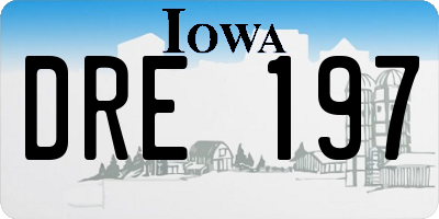 IA license plate DRE197