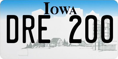 IA license plate DRE200