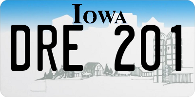 IA license plate DRE201