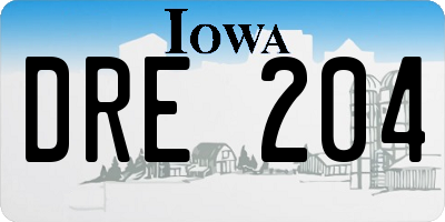 IA license plate DRE204