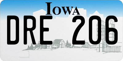 IA license plate DRE206