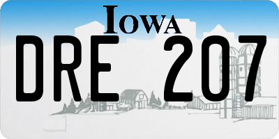 IA license plate DRE207