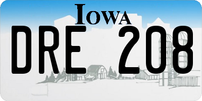 IA license plate DRE208
