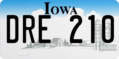 IA license plate DRE210