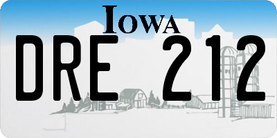 IA license plate DRE212