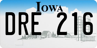 IA license plate DRE216