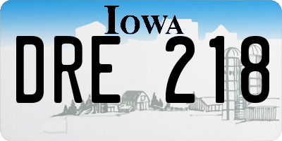 IA license plate DRE218
