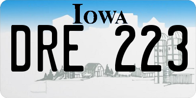 IA license plate DRE223