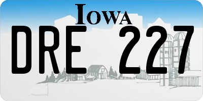 IA license plate DRE227