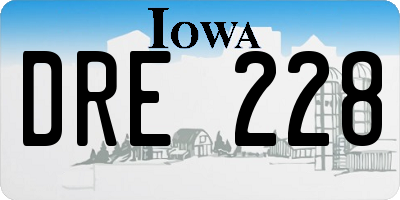 IA license plate DRE228