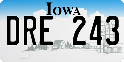 IA license plate DRE243