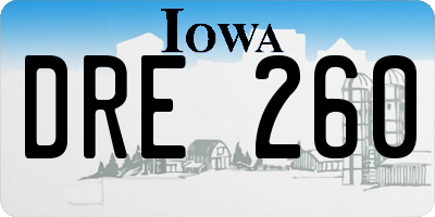 IA license plate DRE260