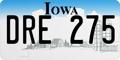IA license plate DRE275