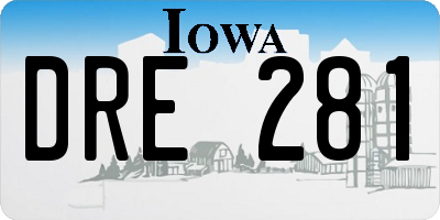 IA license plate DRE281