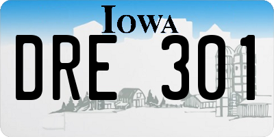 IA license plate DRE301