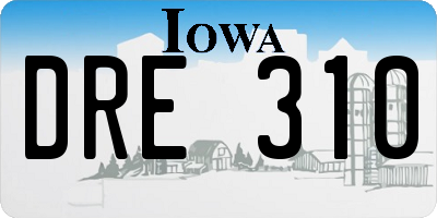 IA license plate DRE310