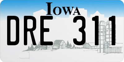 IA license plate DRE311