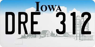 IA license plate DRE312