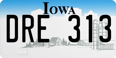 IA license plate DRE313