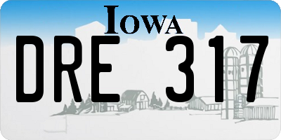 IA license plate DRE317