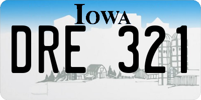 IA license plate DRE321