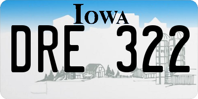 IA license plate DRE322
