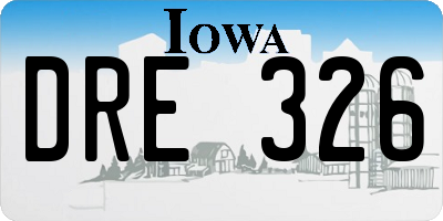 IA license plate DRE326