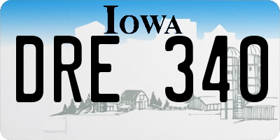 IA license plate DRE340