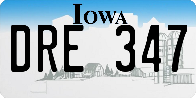 IA license plate DRE347