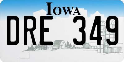 IA license plate DRE349