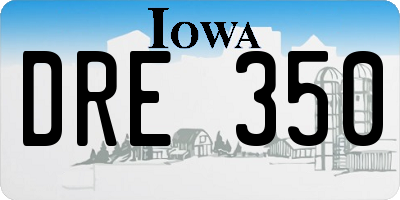 IA license plate DRE350