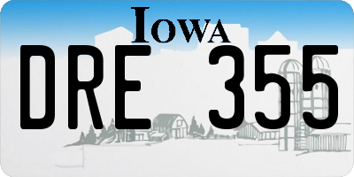 IA license plate DRE355