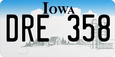 IA license plate DRE358