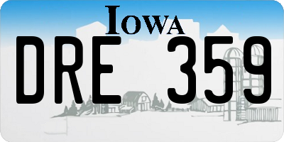 IA license plate DRE359