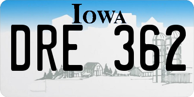 IA license plate DRE362
