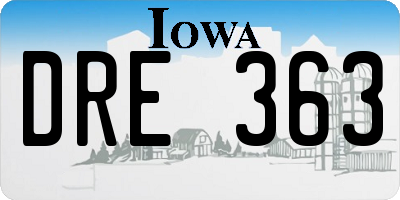 IA license plate DRE363