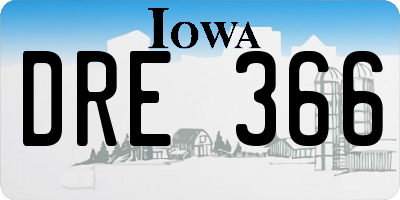 IA license plate DRE366