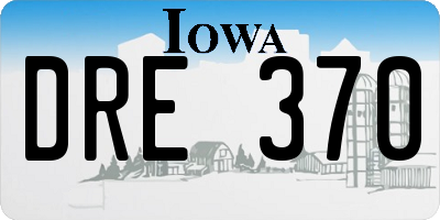 IA license plate DRE370