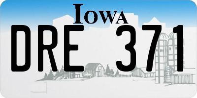 IA license plate DRE371
