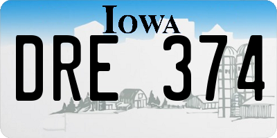 IA license plate DRE374