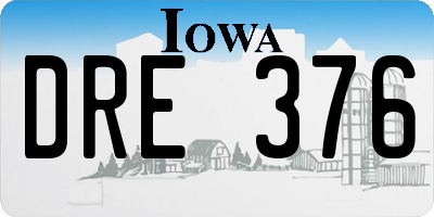 IA license plate DRE376
