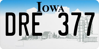 IA license plate DRE377
